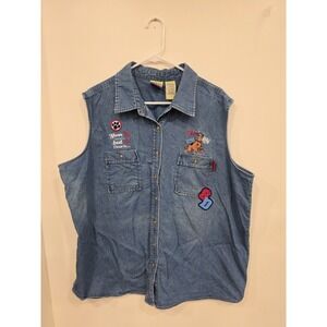 HTF Y2K‎ Women's Shirt 2003 22/24 Scooby Doo Embroidered Denim Cotton Tank